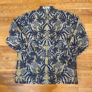 Batik Keris Shirt Mens 19 Indonesian Floral Print Long Sleeve Button Front